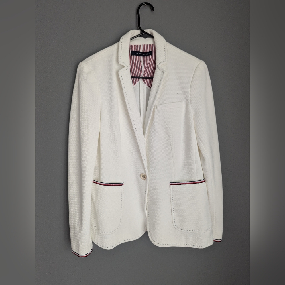 Tommy Hilfiger white linen button front Blazer size small